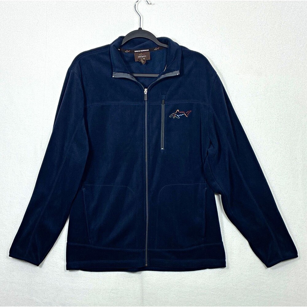 Greg Norman Shark Black Full Zip Jacket w/ Pockets, Stand-Up Collar Men's M